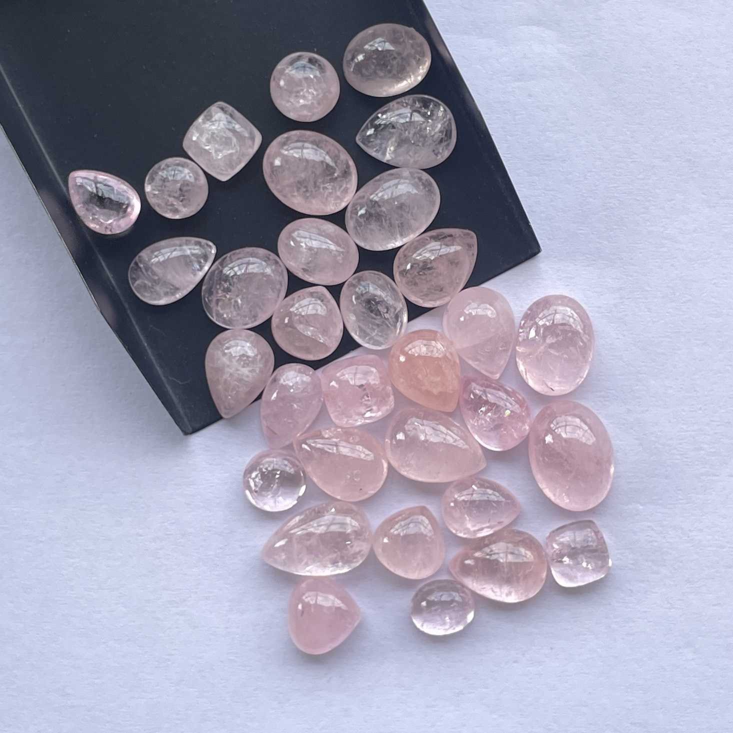 8mm 10mm 12mm Natural Pink Peach Morganite Stone Smooth Oval Round Pear Cabochon Loose Gemstones Fine Jewelry Making Stones Real