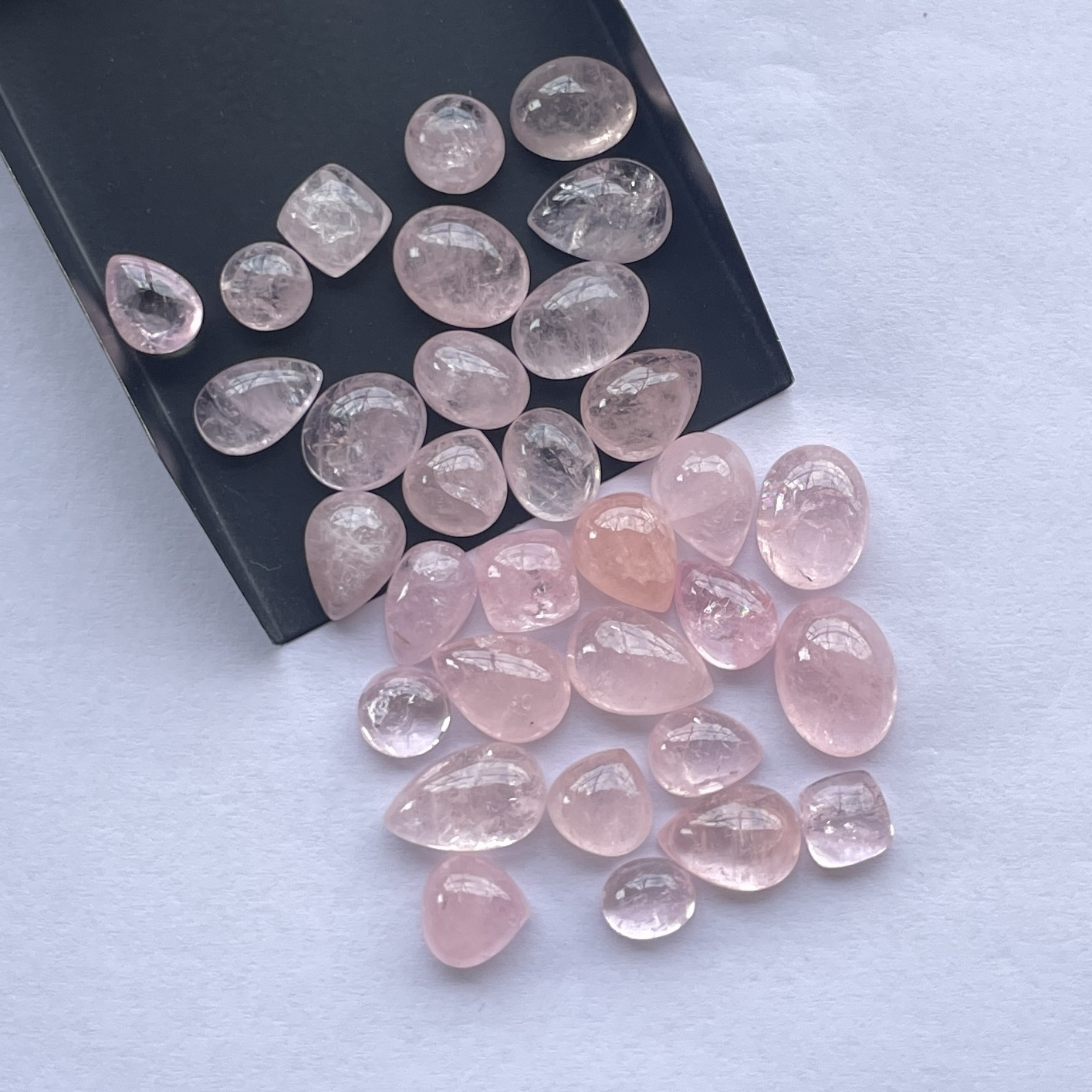 8mm 10mm 12mm Natural Pink Peach Morganite Stone Smooth Oval Round Pear Cabochon Loose Gemstones Fine Jewelry Making Stones Real