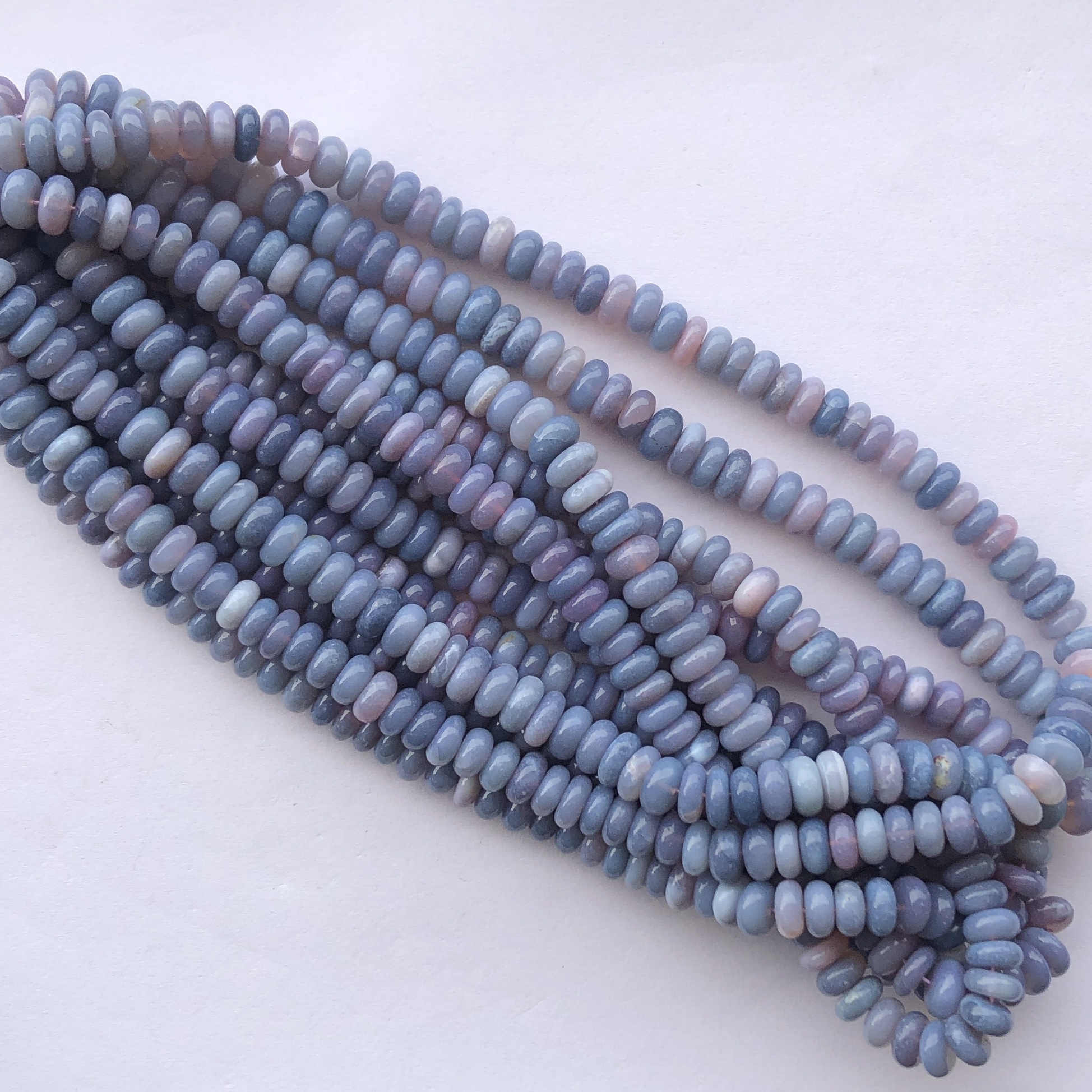 4mm 6mm 8mm 10mm Natural Lavender Opal Smooth Rondelle Gemstone Beads Strand Hand Knotted Semi Precious Jewelry Making DIY Trend