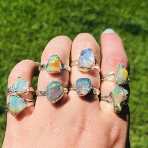 Raw Beautiful Natural Ethiopian Opal Stone Raw Rough Gemstone Ring for Him and Her Wholesale Silver Jewelry Factory from India