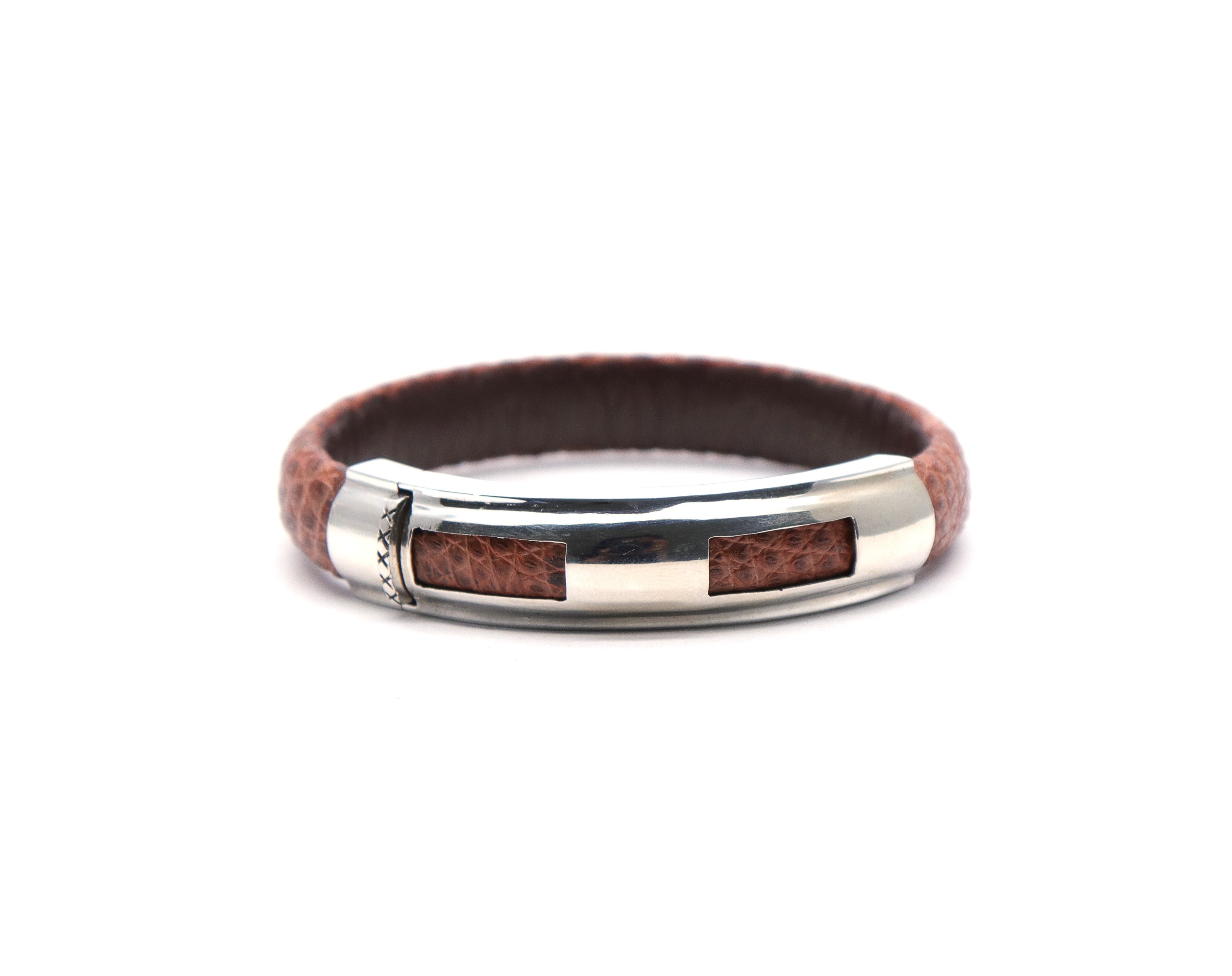 Brown Color Leather Bali 925 Sterling Silver Bracelet For Men Genuine Jewelry Manufacturer Wholesale Price Shop Online Factory