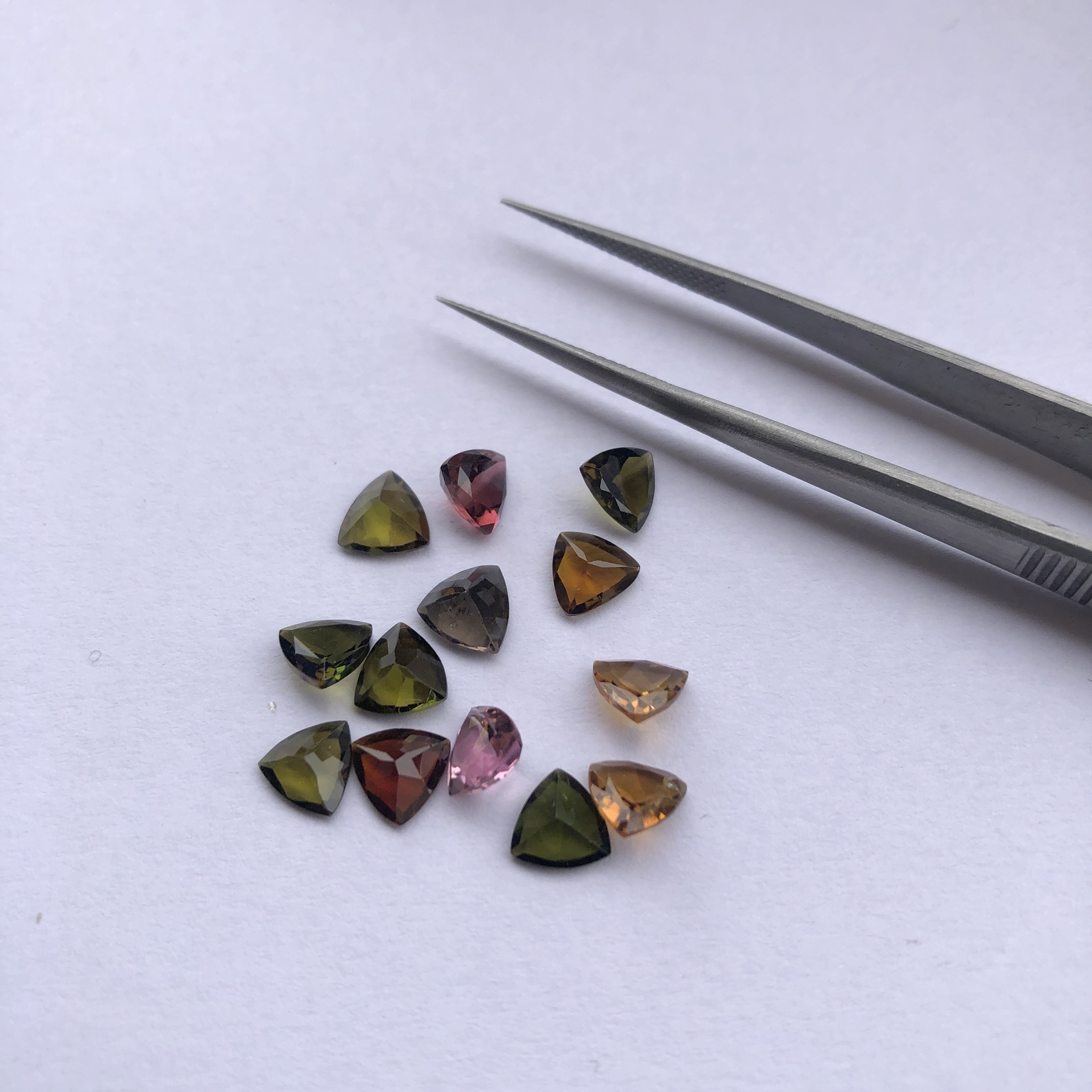 Natural Multi Tourmaline Trillion Cut Gemstone Calibrated Loose Semi Precious Stones For Jewelry Making from Supplier Shop Now