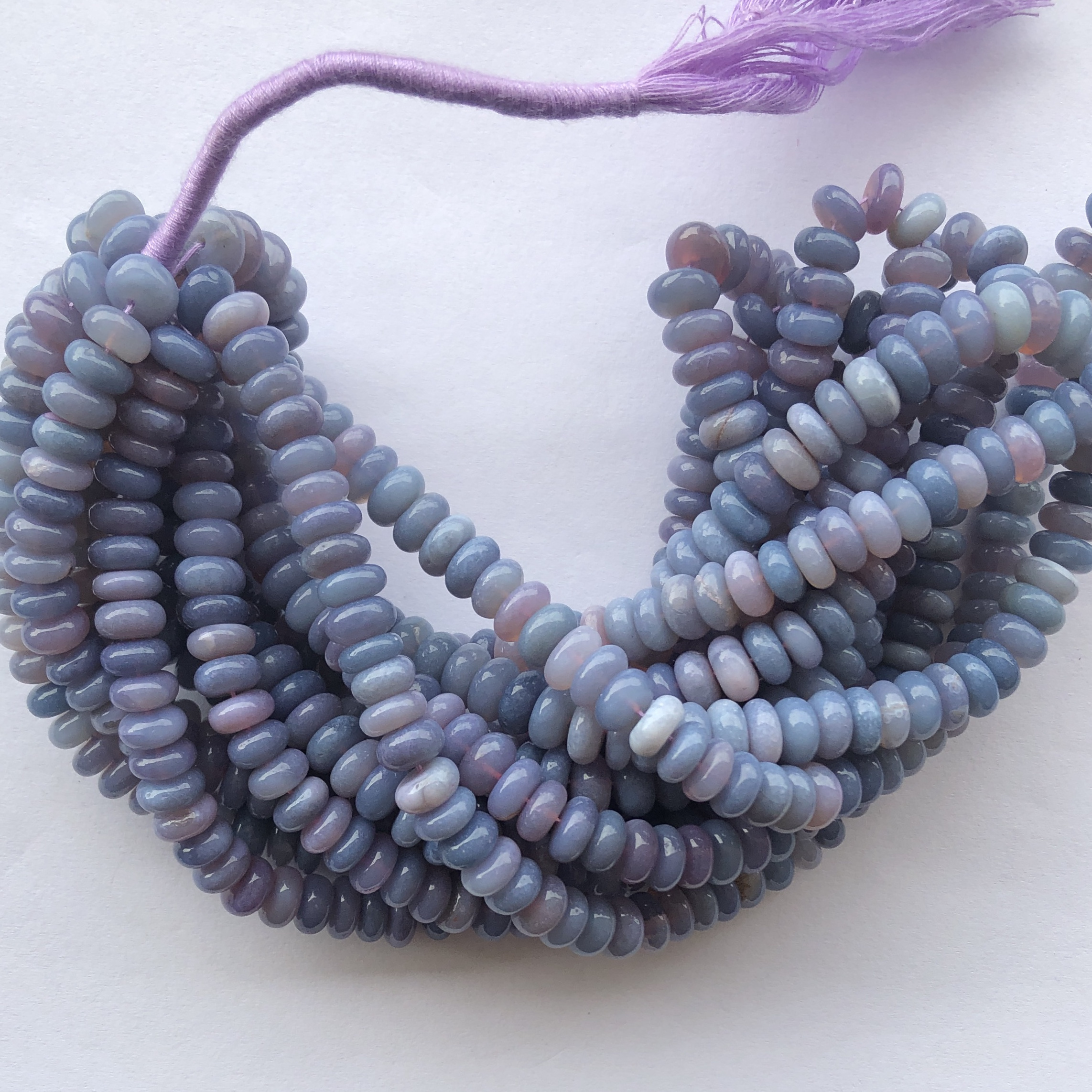 Natural African Lavender Opal Stone Smooth Rondelle Beads Strand at Wholesale Gemstone Factory Price for Jewelry Making Alibaba