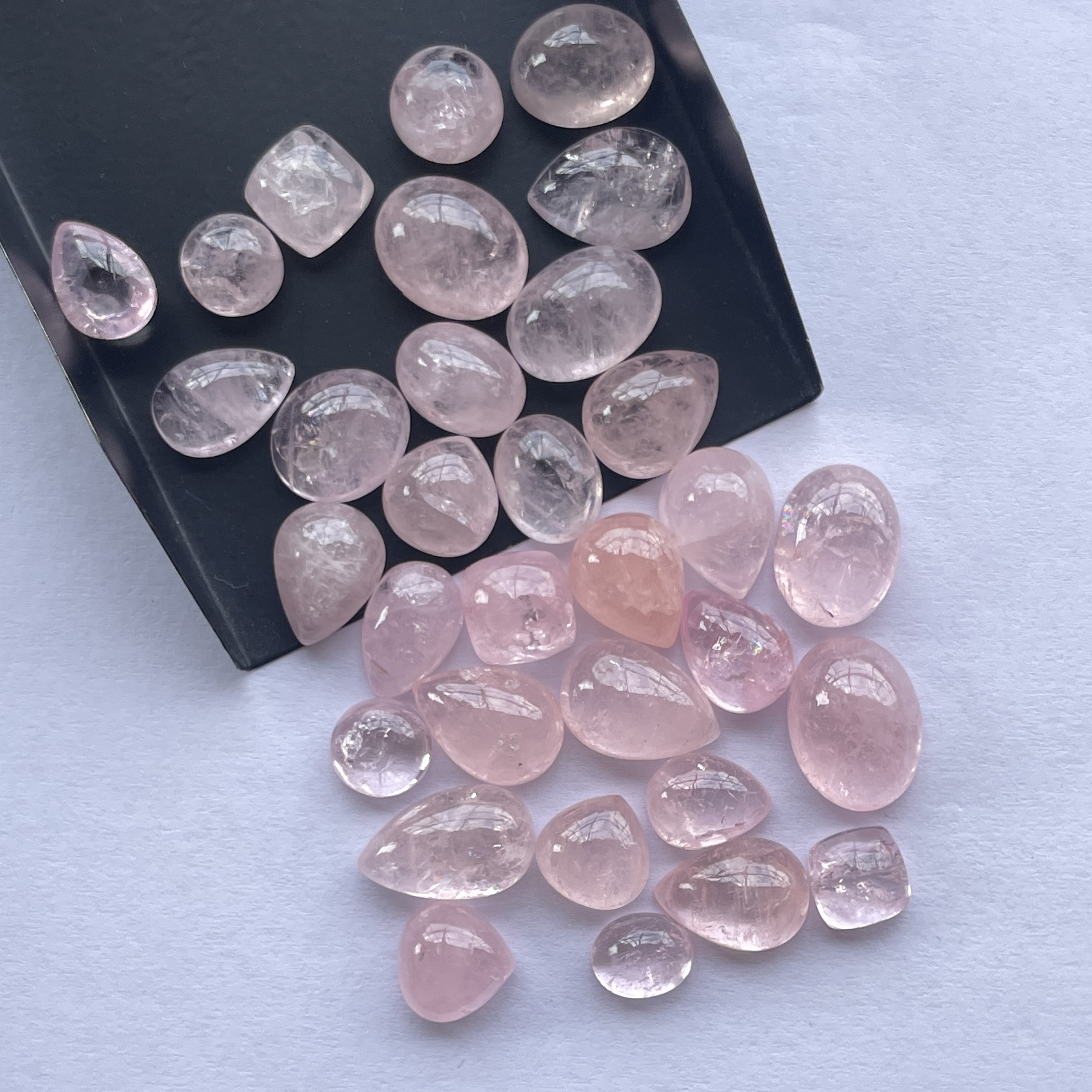 8mm 10mm 12mm Natural Pink Peach Morganite Stone Smooth Oval Round Pear Cabochon Loose Gemstones Fine Jewelry Making Stones Real