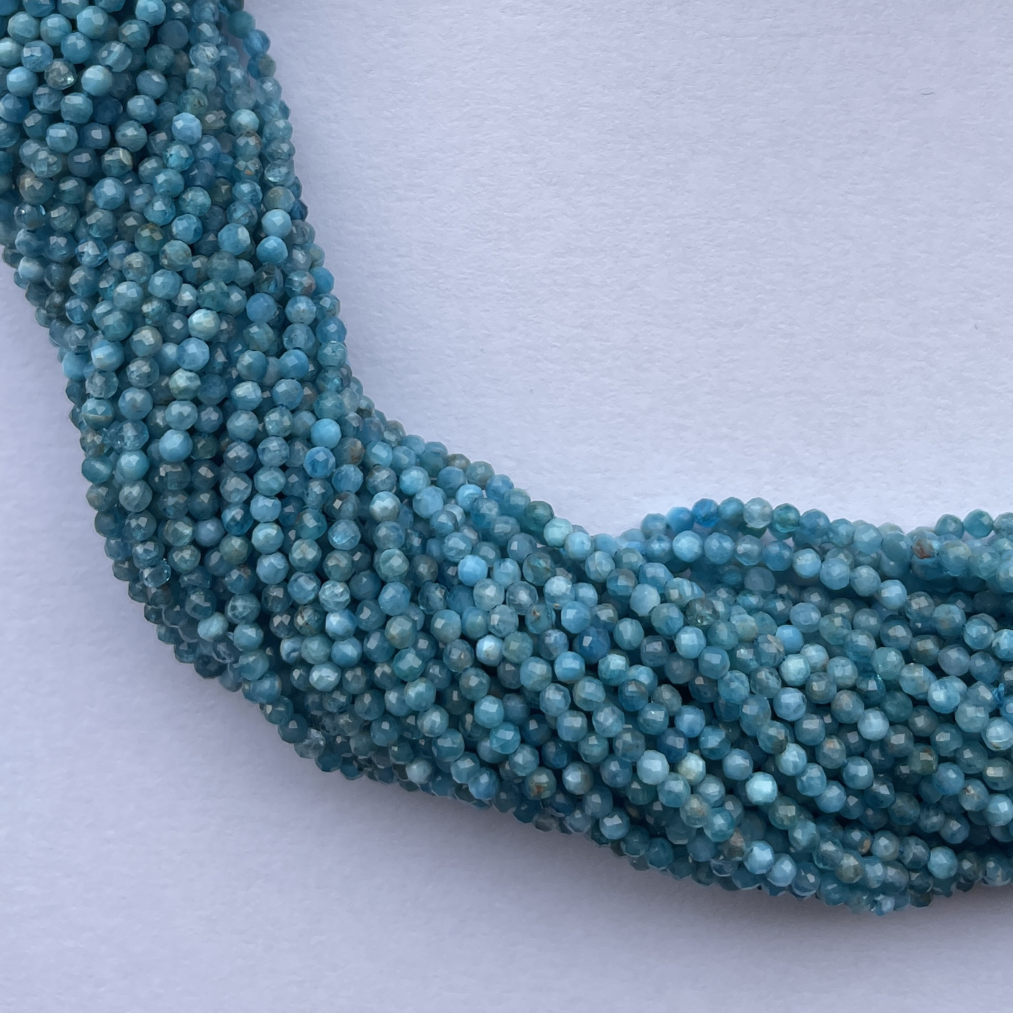 2mm 3mm 4mm Natural Micro Neon Blue Green Apatite Stone Faceted Gemstone Beads Strand Jewelry Making Manufacturer Semi Precious