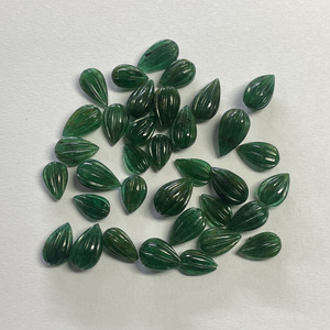 10mm Natural Emerald Carved Drops Briolette Gemstone Beads Loose Wholesale Precious Stone Drop Carving Emeralds Carvings Dark