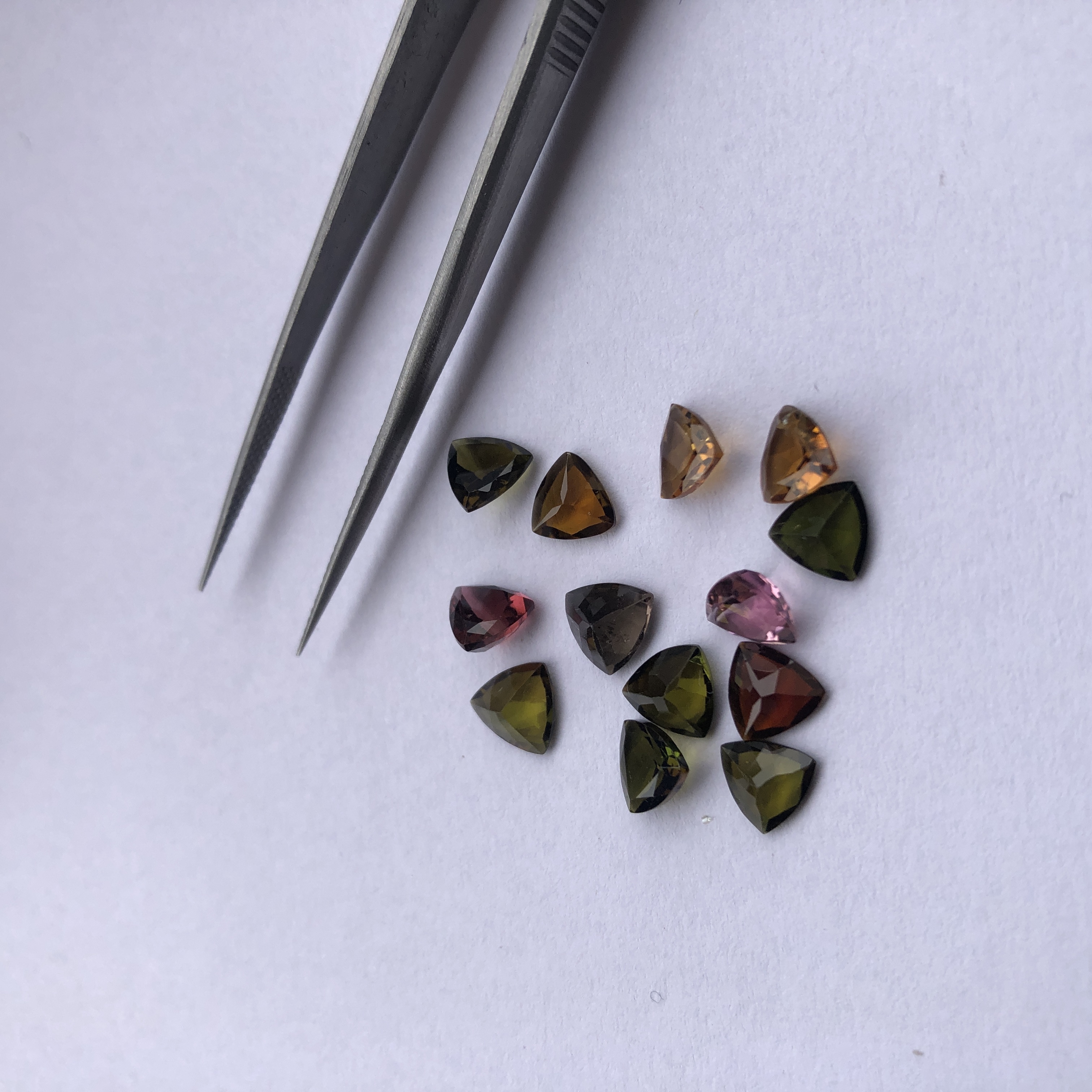 Natural Multi Tourmaline Trillion Cut Gemstone Calibrated Loose Semi Precious Stones For Jewelry Making from Supplier Shop Now