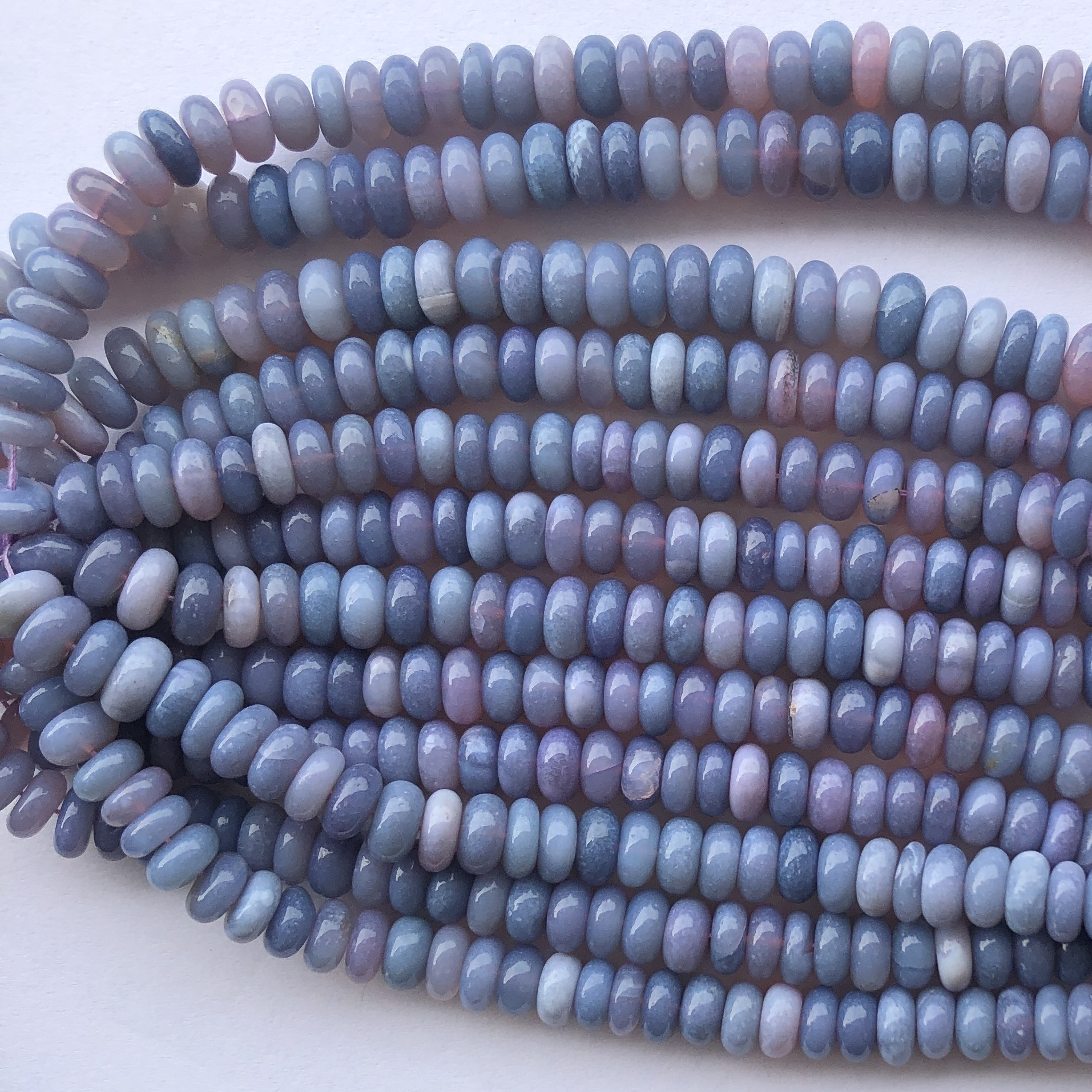 4mm 6mm 8mm 10mm Natural Lavender Opal Smooth Rondelle Gemstone Beads Strand Hand Knotted Semi Precious Jewelry Making DIY Trend