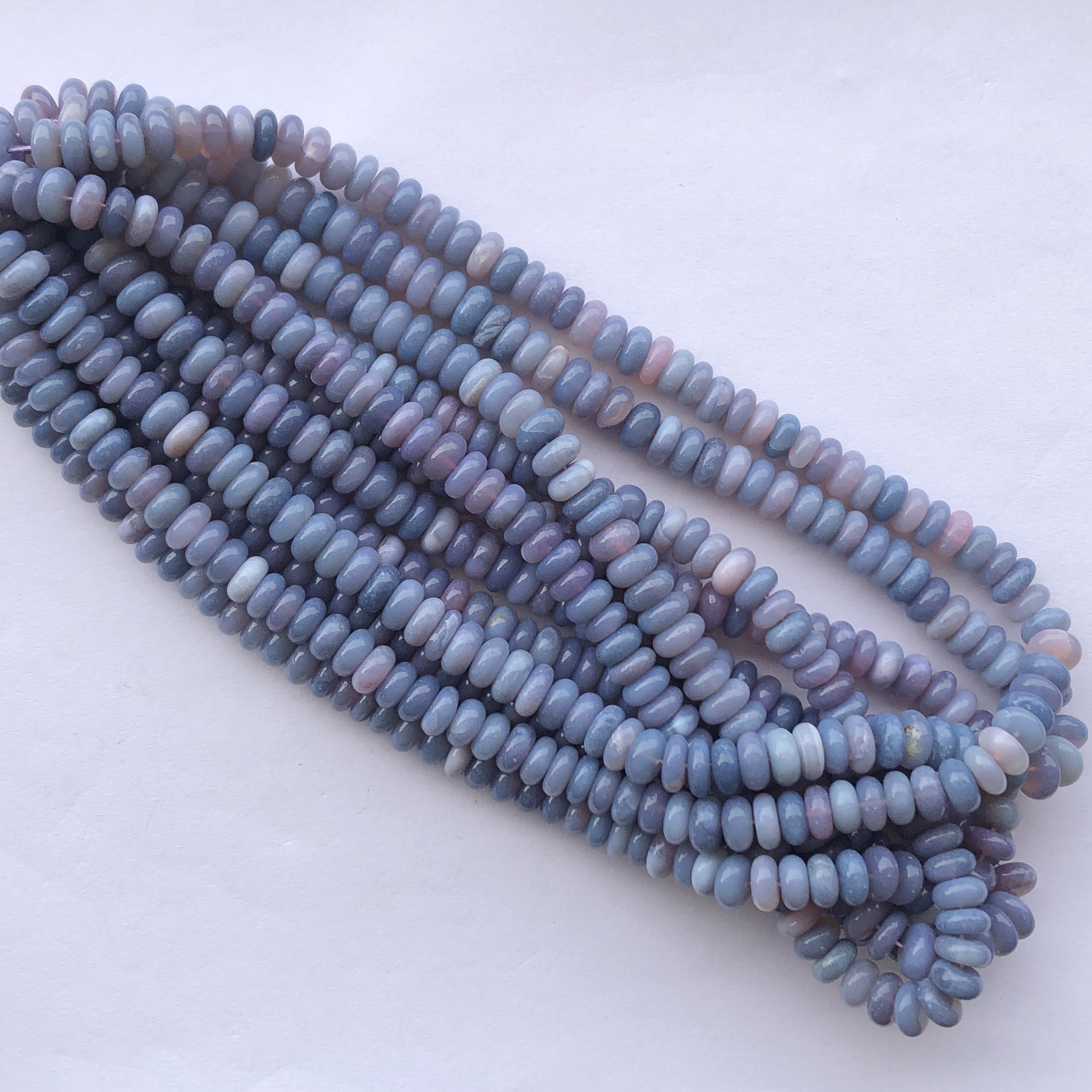 Natural African Lavender Opal Stone Smooth Rondelle Beads Strand at Wholesale Gemstone Factory Price for Jewelry Making Alibaba