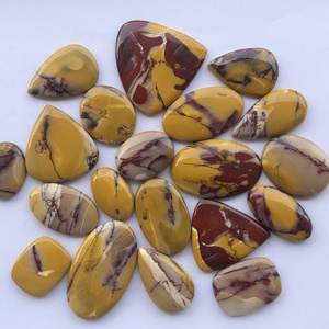 Natural Yellow Red Mookaite Jasper Stones Smooth Loose Cabochon at Factory Price from Wholesale Gemstones Supplier Alibaba India