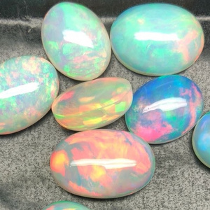 Stone Natural White Ethiopian Opal Semi Precious Gemstone Smooth Cabochon Supplier Wholesale Making Supplies Loose Gems Jewelry