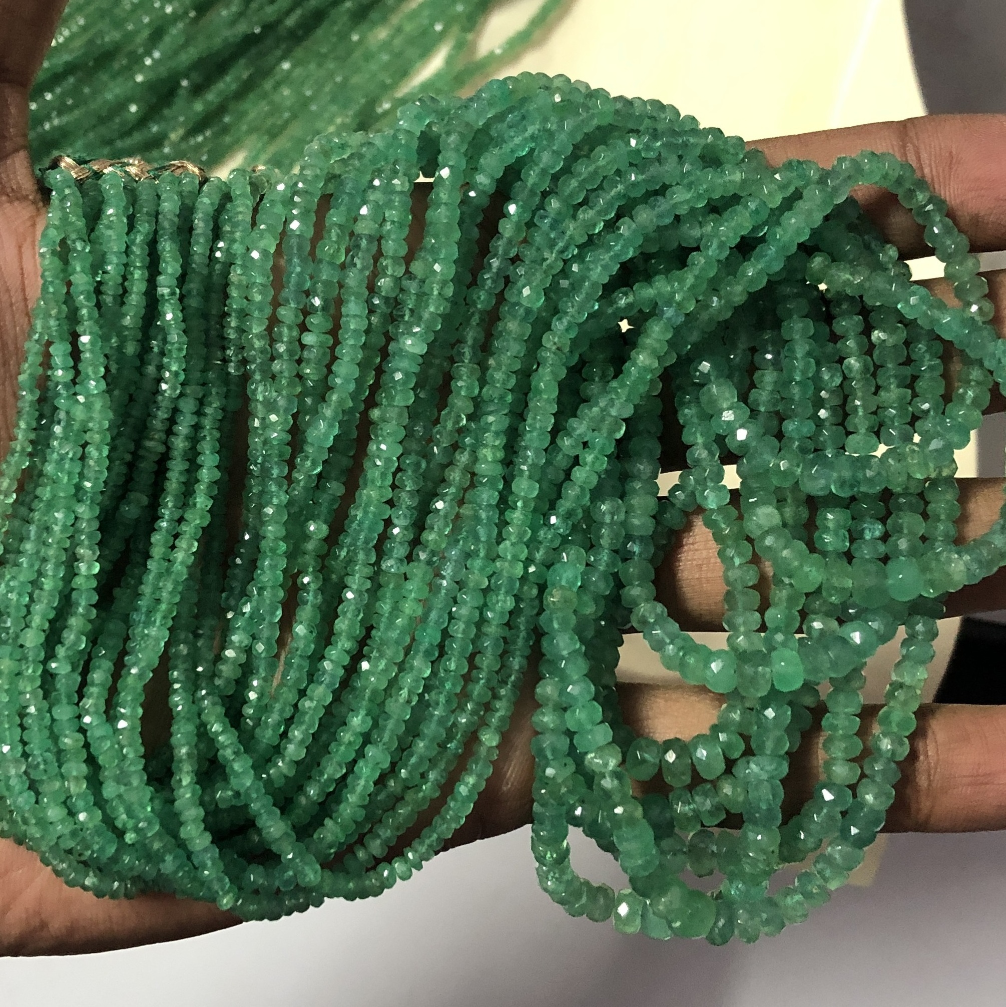 3mm Natural Real Green Emerald Faceted Rondelle Gemstone Beads Strand Precious Stone For Jewelry Making Wholesale Factory Price