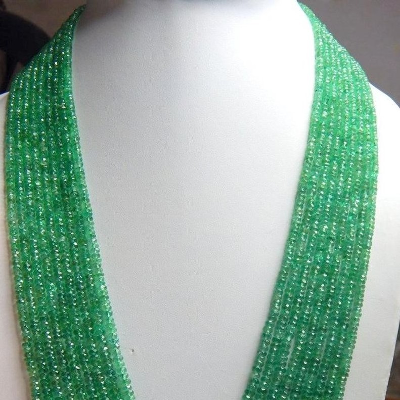 Natural Precious Green Zambian Emerald Stone Faceted Rondelle Beads Necklace from Bulk Supplier Online Wholesale Factory Price