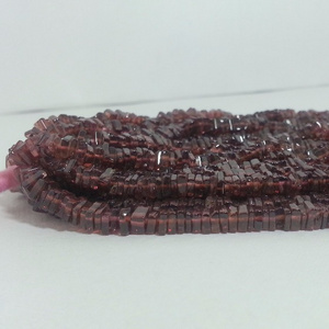 Natural Rhodolite Garnet Stone Flat Square Heishi Wholesale Gemstone Beads Strand for Latest Jewelry Making at Factory Price Buy