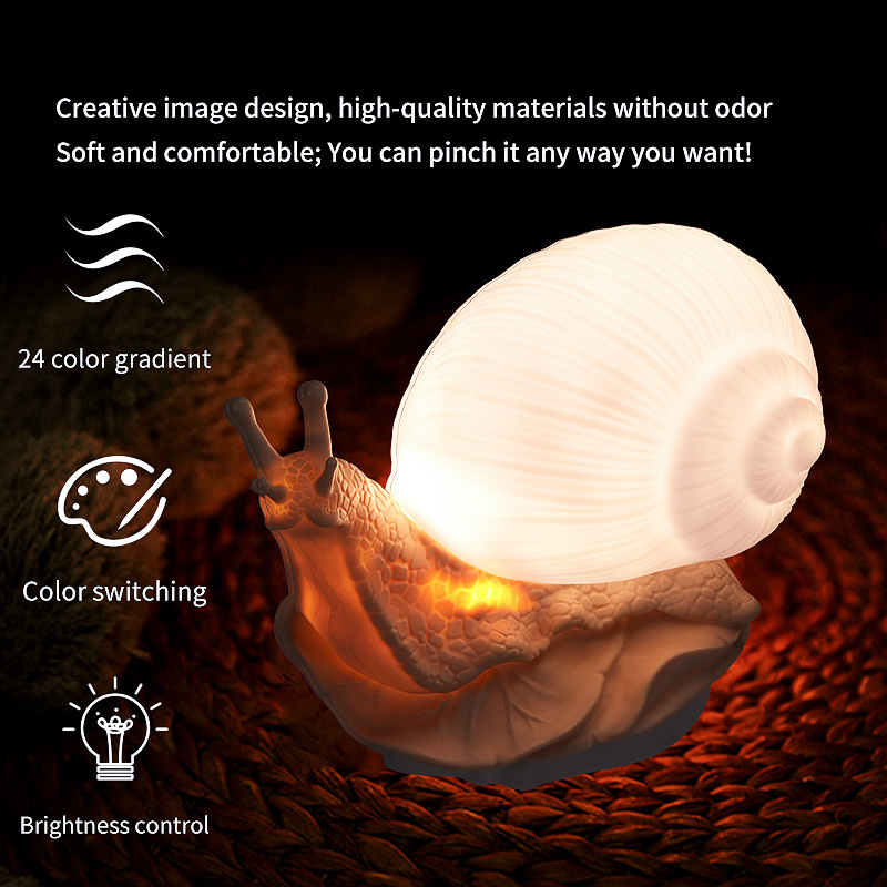 2024 New Product LED Color Change Light Touch Simulated Snail Bedroom Desk Lamp Night Light