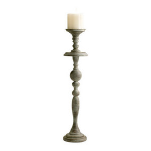 Solid Metal Pedestal Candlestick antique French rustic patina finish 7X7X30 Inch large candle holder church decoration