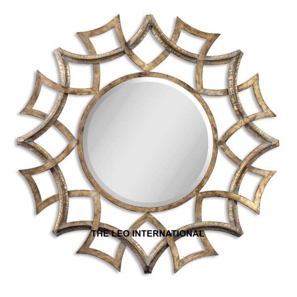 Steel metal wires 3D Overlapping 4 Circle Rings Metal Decor Wall Mirror 30X1X24 Inch wall decoration items and gifts