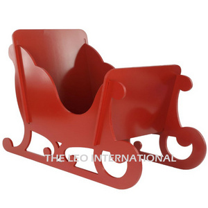 Large MDF board Wood red color Christmas sleigh 31 X 23 inch height Sleigh Outdoor decor Santa Sleigh Christmas decoration