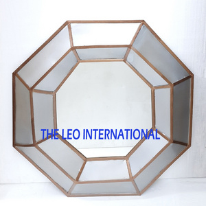 Octagonal Mirror hexagon shape Galvanized steel frame mirror wall hanging wall decoration for living room decor 30 Inch