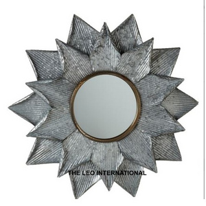 Steel Iron metal galvanized finish flower shape wall mirror 30X2X30 Inch wall decoration hotel decor house decor