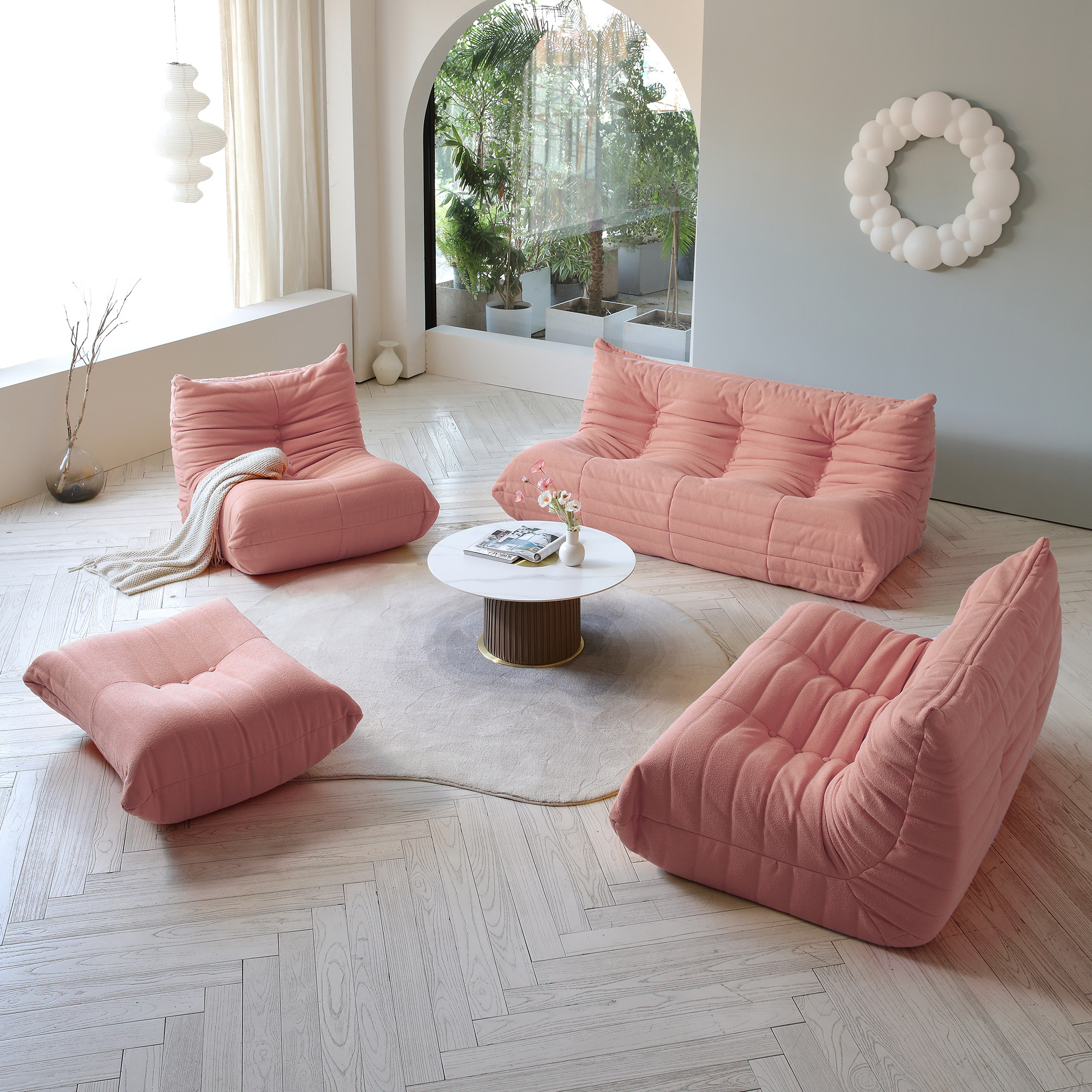 ATUNUS Nordic Pink Comfortable Single Seater Legless Cuddle Sofa Chairs Floor Couch For Living Room Reclining Big Tatami Sofa