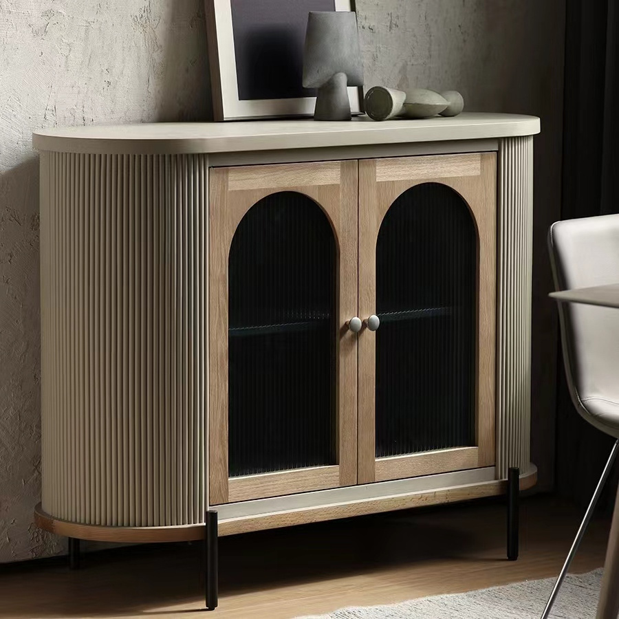 ATUNUS France style retro arched against the wall retro 2 glass door livingroom sideboard wood furniture cabinet