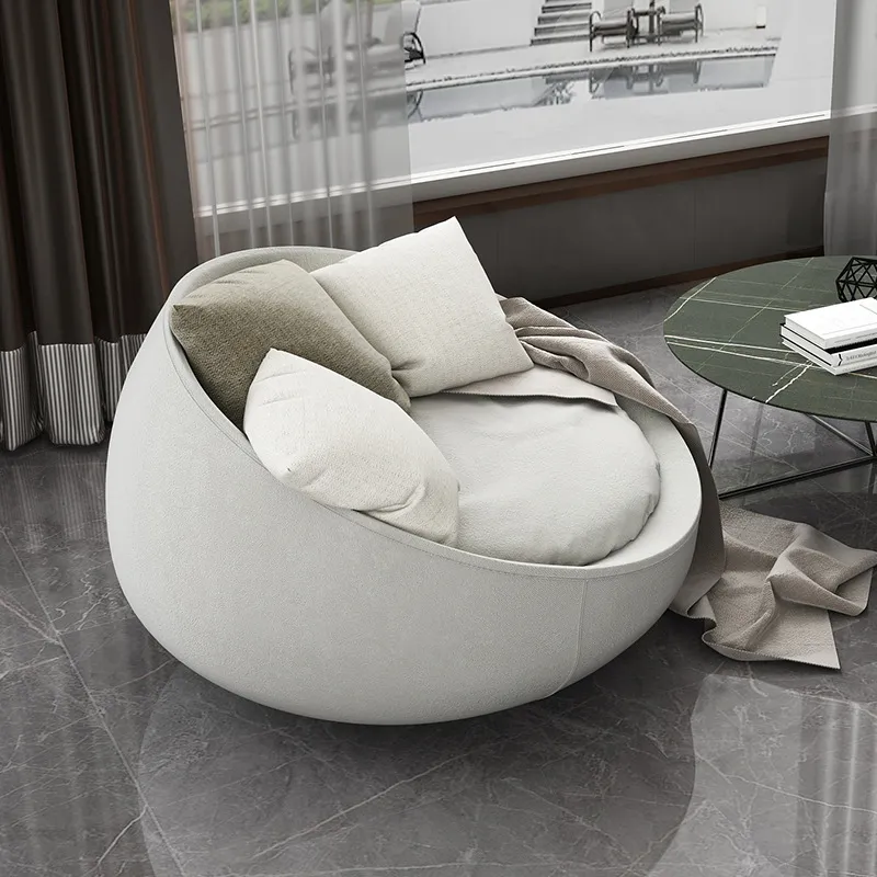 ATUNUS Modern Simple Soft Minimalist Designs Lounge Round-Shape-Sofa Hotel Lobby Corner Single Big Fabric Round Couch Sofa Chair