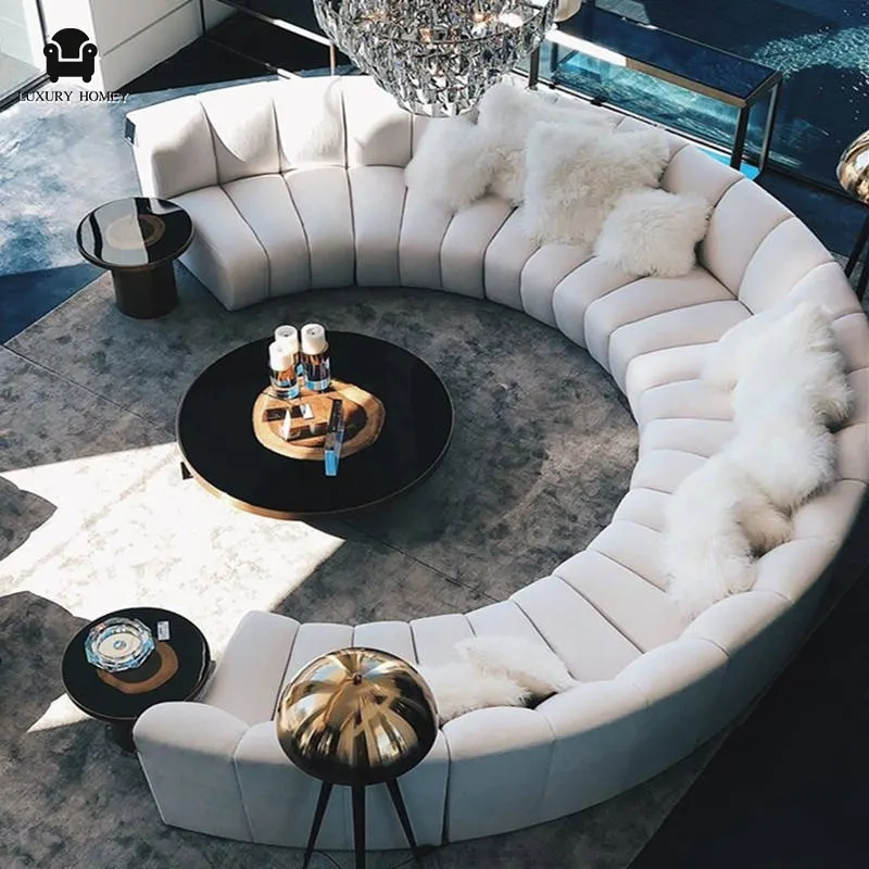 ATUNUS Artistic High End White Leather De Sede DS 600 Snake Sofa Curved Modular Sectional Sofa Round Water Proof Couch Set