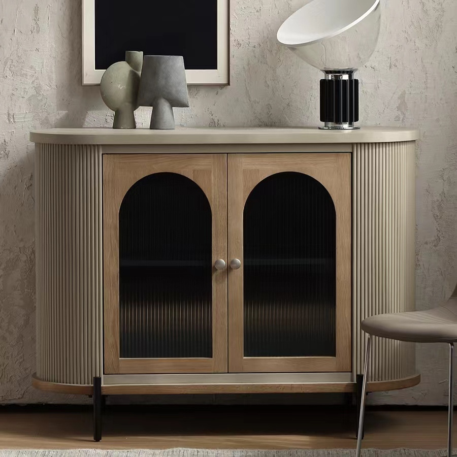 ATUNUS France style retro arched against the wall retro 2 glass door livingroom sideboard wood furniture cabinet