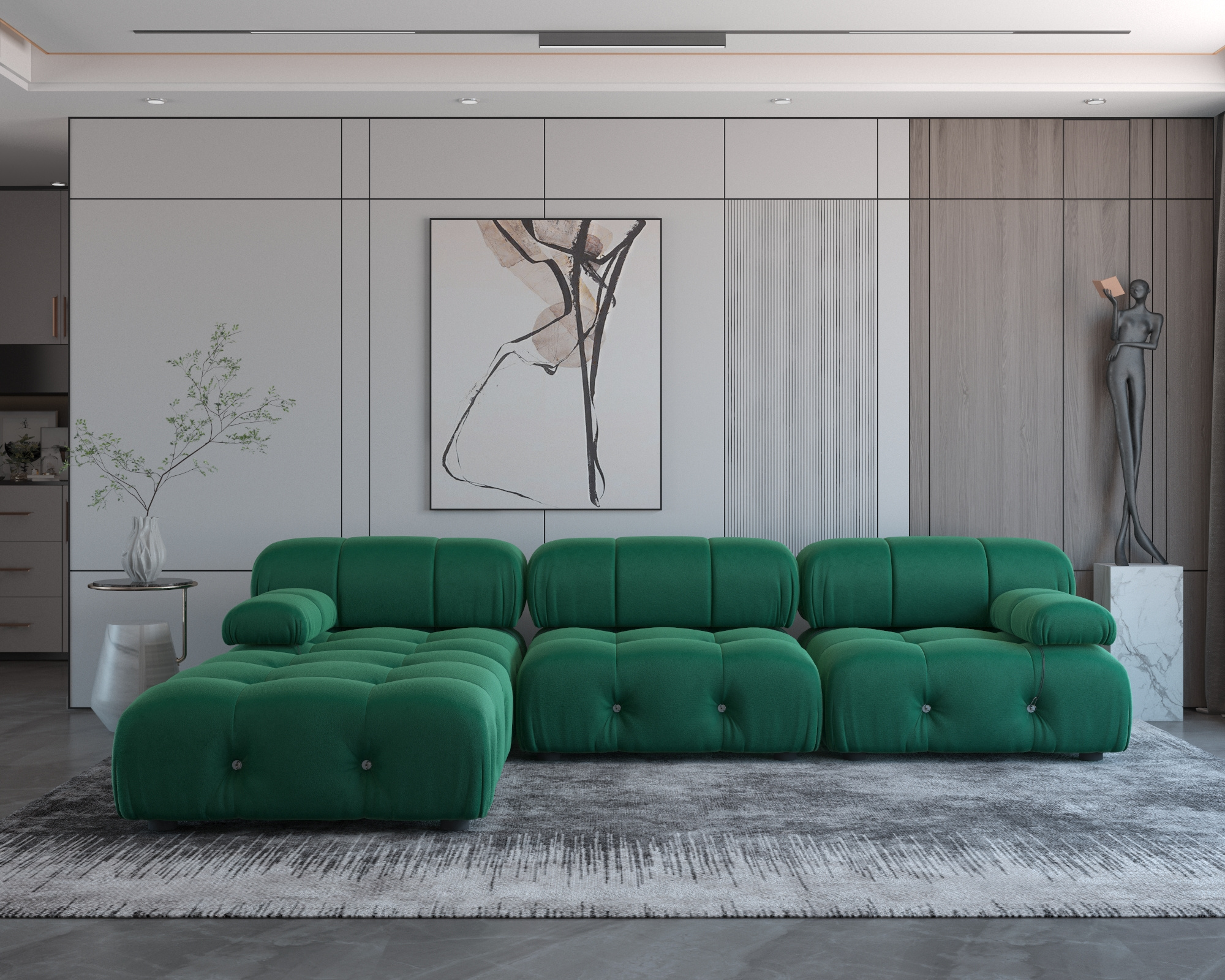 ATUNUS L Shape Sofa Sectional Combination Green Couch Velvet Nordic Luxury Modular Leisure SOFA Set