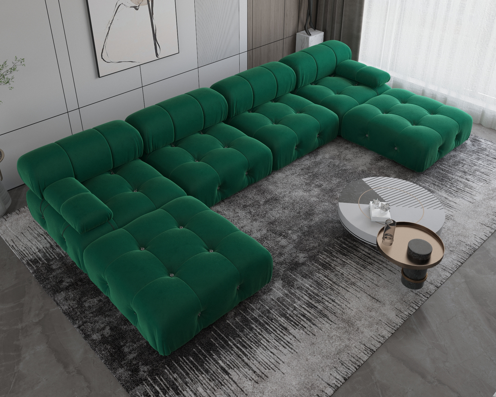 ATUNUS L Shape Sofa Sectional Combination Green Couch Velvet Nordic Luxury Modular Leisure SOFA Set