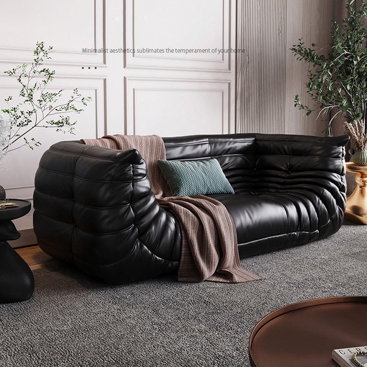 ATUNUS factory wholesale unique upholstered vetsak leather double black loveseat sofas Living room furniture set