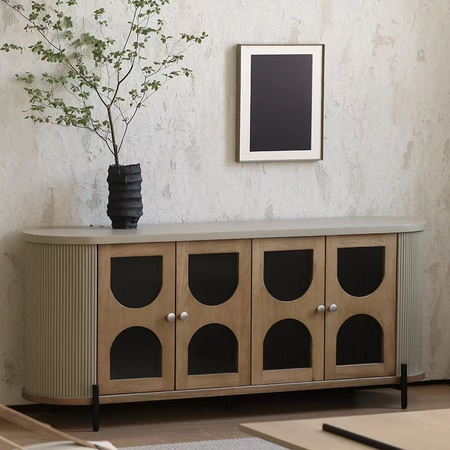 ATUNUS France style retro arched against the wall retro 2 glass door livingroom sideboard wood furniture cabinet