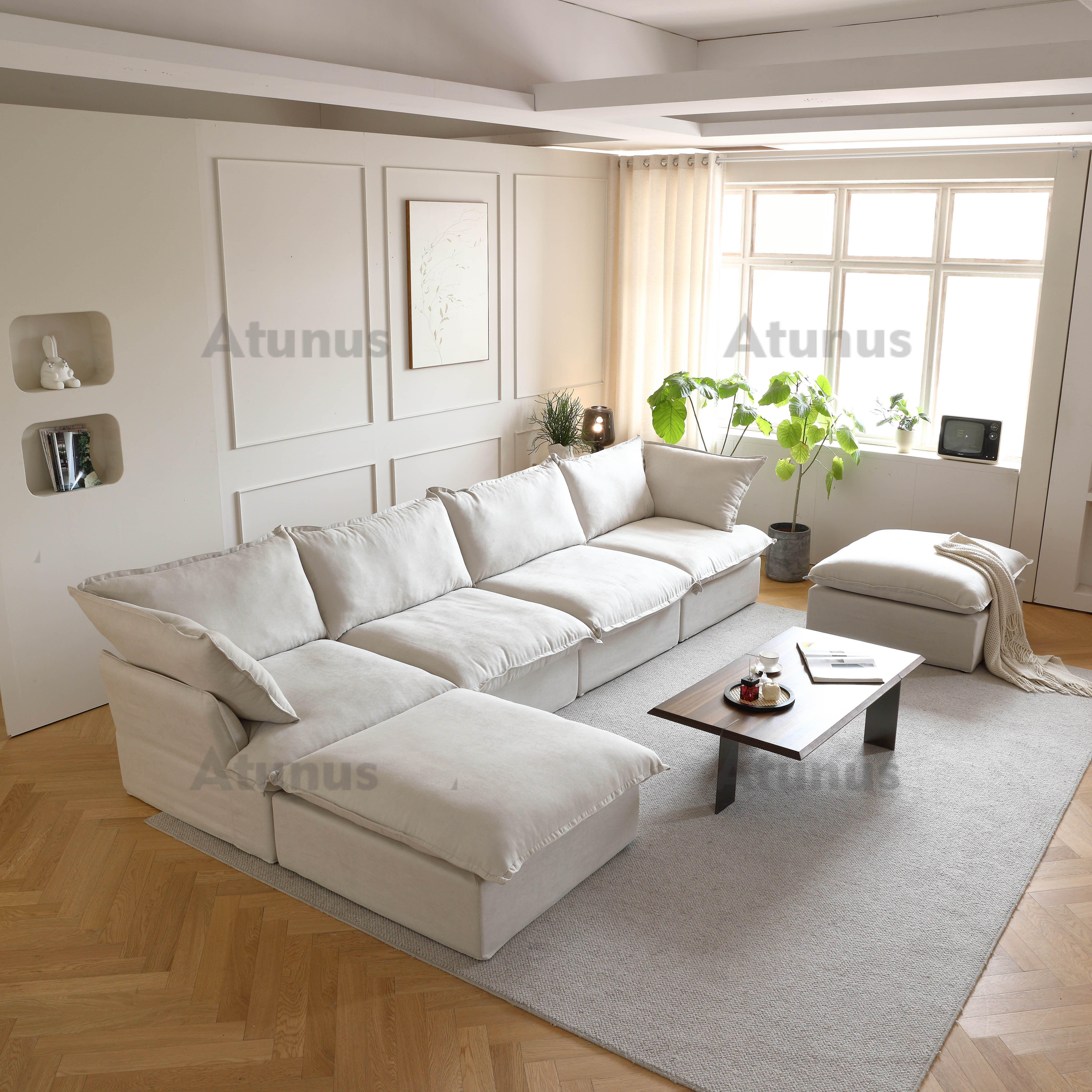 ATUNUS Sofa cama de tela Muebles de sala de estar Sofas Estilo Moderno en forma de U Conjunto de sofas modulares seccionales