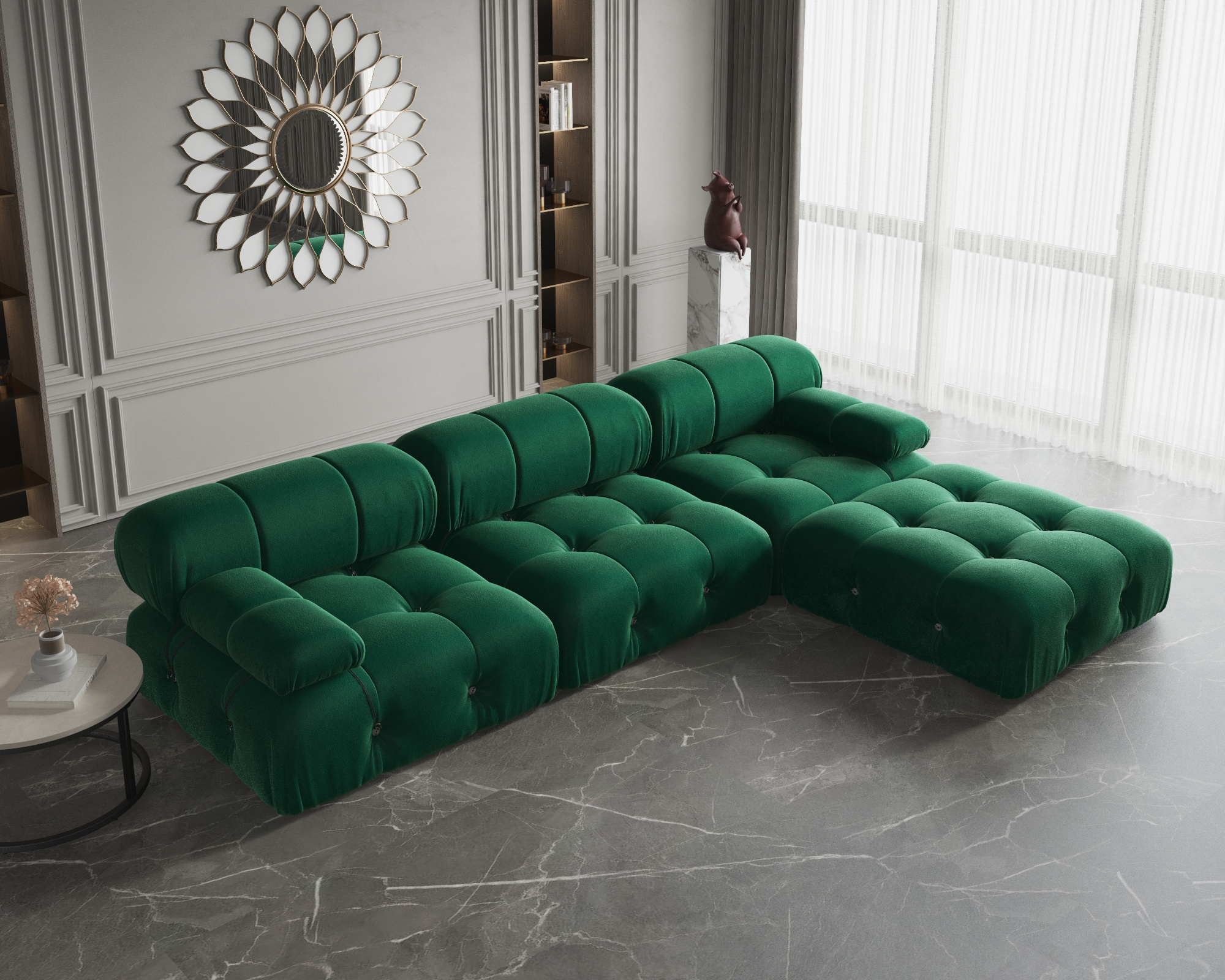 ATUNUS L Shape Sofa Sectional Combination Green Couch Velvet Nordic Luxury Modular Leisure SOFA Set