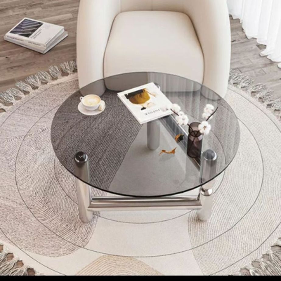 ATUNUS stainless steel ethiopian coffee set table silver glass top high fashion new design accent table