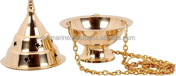 Brass Hanging Incense Censer/Charcoal Incense Burner with Chain Home Decorative