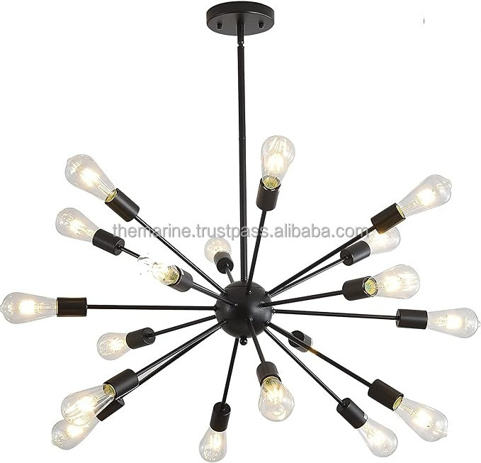 Mid Century Sputnik Chandeliers 18 Lights Modern Semi Flush Mount Ceiling Light Industrial Retro Hanging Lamp(Bulb Not Included)