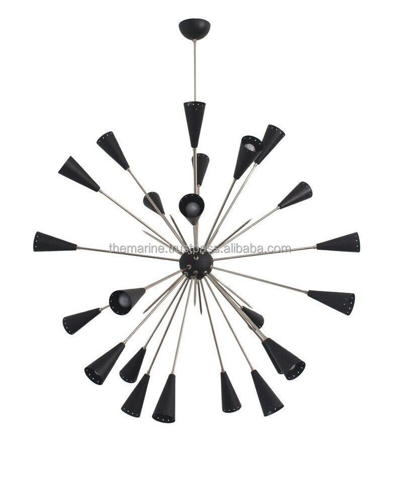 Stilnovo Mid Century Sputnik Chandeliers 24Lights Modern Semi Flush Mount Ceiling Light Industrial Retro Hanging Lamps for Home