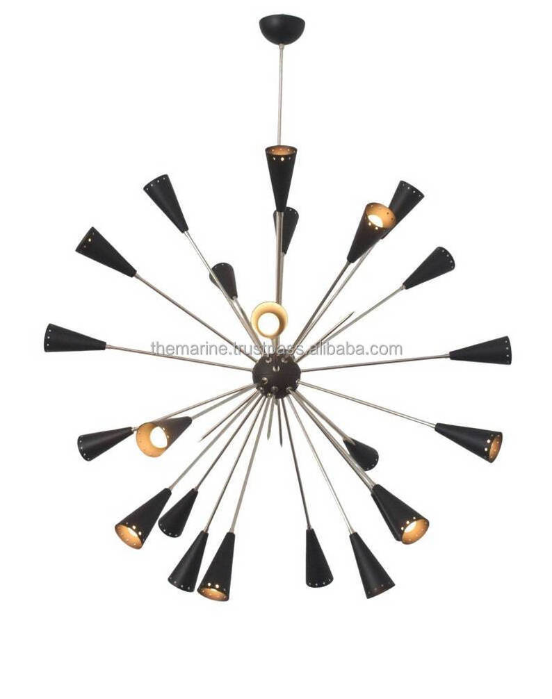 Stilnovo Mid Century Sputnik Chandeliers 24Lights Modern Semi Flush Mount Ceiling Light Industrial Retro Hanging Lamps for Home