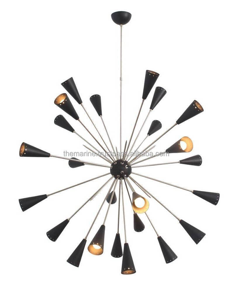 Stilnovo Mid Century Sputnik Chandeliers 24Lights Modern Semi Flush Mount Ceiling Light Industrial Retro Hanging Lamps for Home