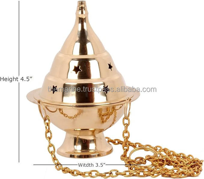 Brass Hanging Incense Censer/Charcoal Incense Burner with Chain Home Decorative