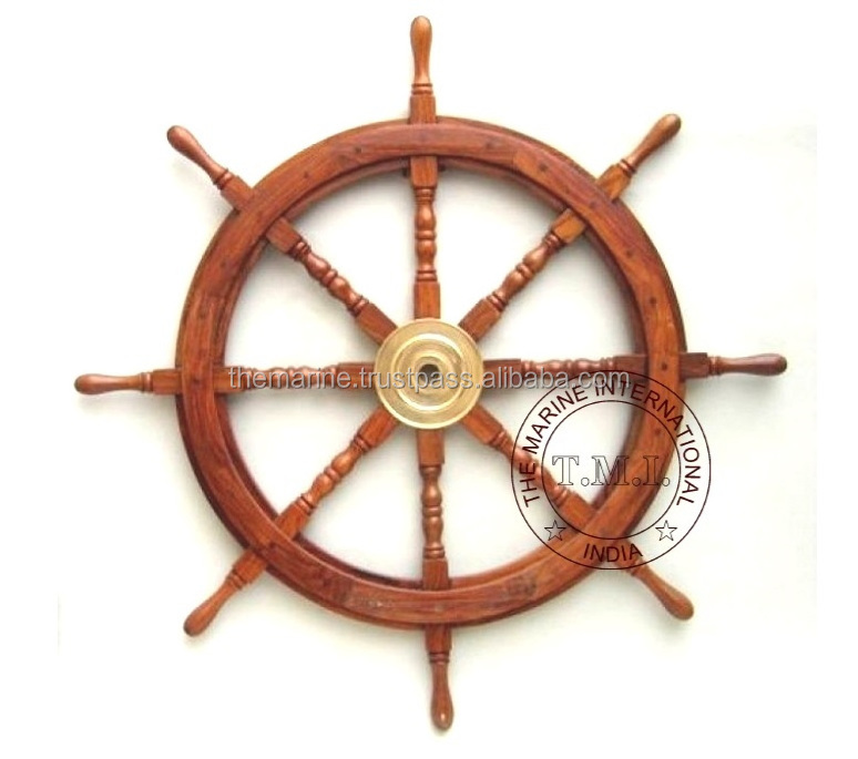 Nautical Wooden Decorative Ship Wheel 36 Collectible Wood Steering Wheel For Decoration