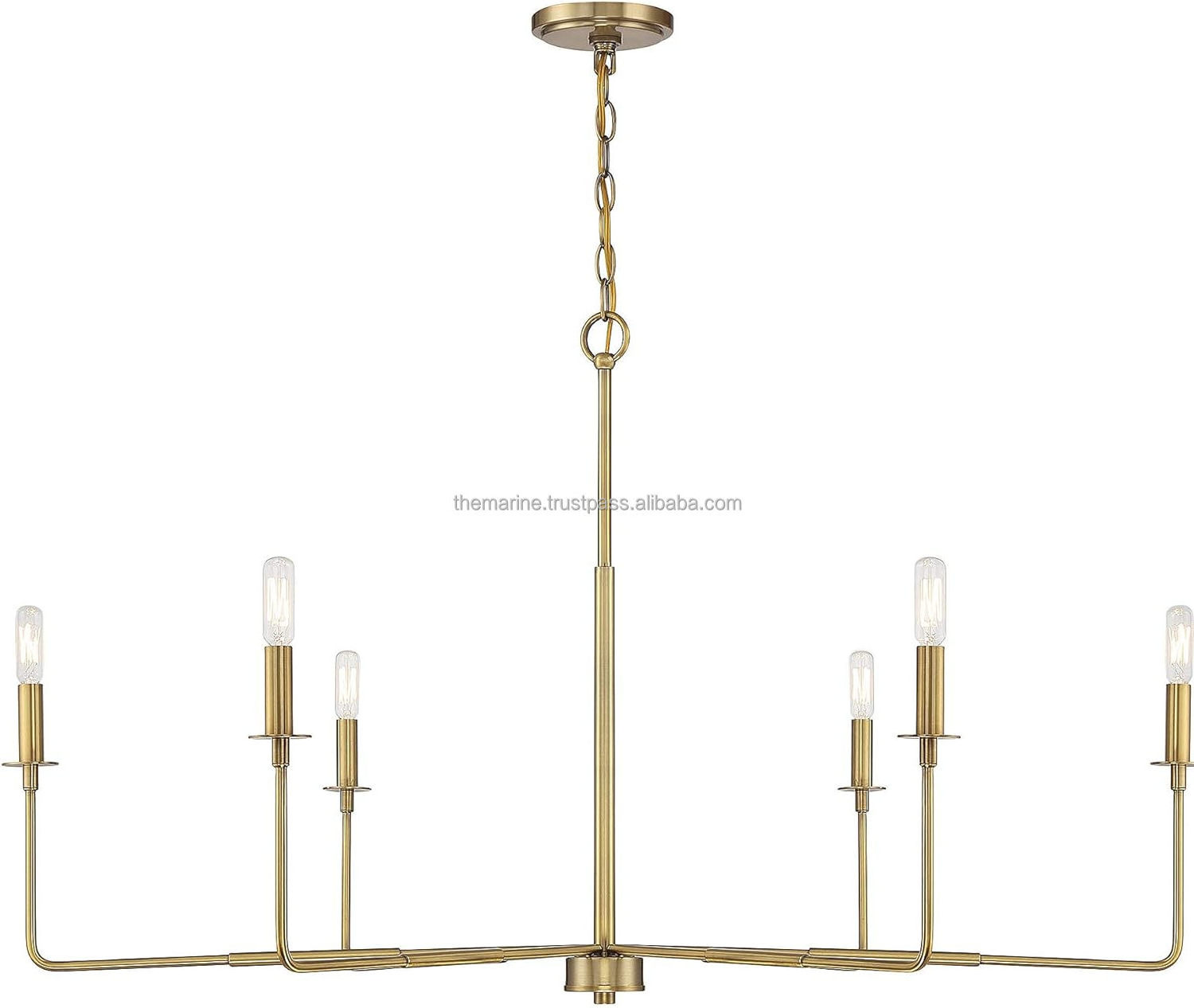 Contemporary  6-Light Chandelier in Warm Brass Finish Home Decorative Industrial Ceiling Hanging Light Fixture