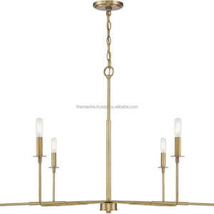 Contemporary  6-Light Chandelier in Warm Brass Finish Home Decorative Industrial Ceiling Hanging Light Fixture