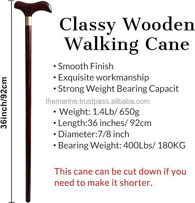 Handmade Wooden Walking Cane for Men Women Classy Stylish Wood Walking Sticks Rubber Tips Large Decorative Stick