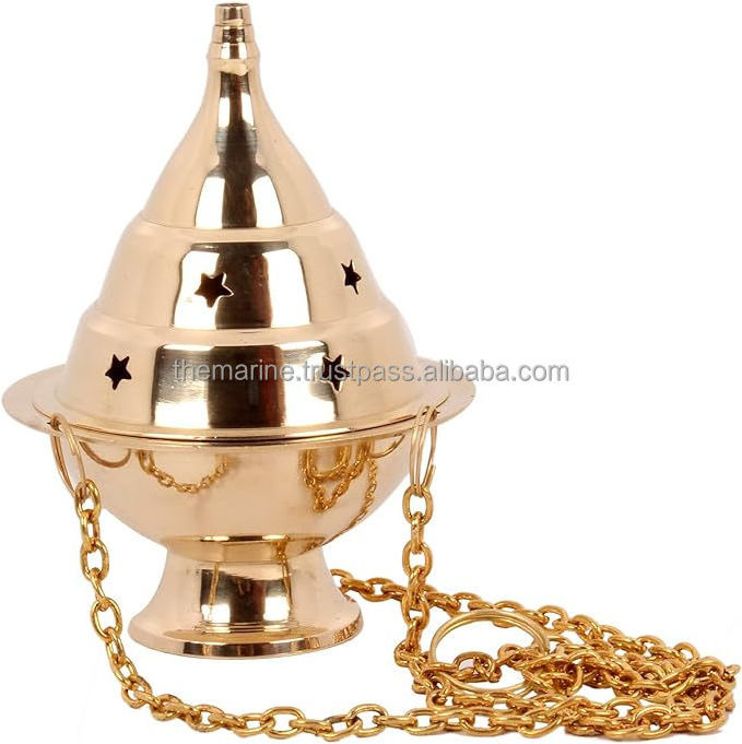 Brass Hanging Incense Censer/Charcoal Incense Burner with Chain Home Decorative