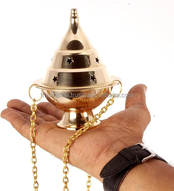 Brass Hanging Incense Censer/Charcoal Incense Burner with Chain Home Decorative