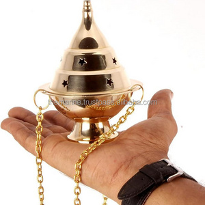 Brass Hanging Incense Censer/Charcoal Incense Burner with Chain Home Decorative