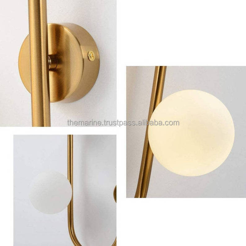 2-Light Wall Sconce Gold Globe Bedside Wall Lamp Fixtures Magic Bean Glass Ball Wall Mount Light for Bedroom Living Room